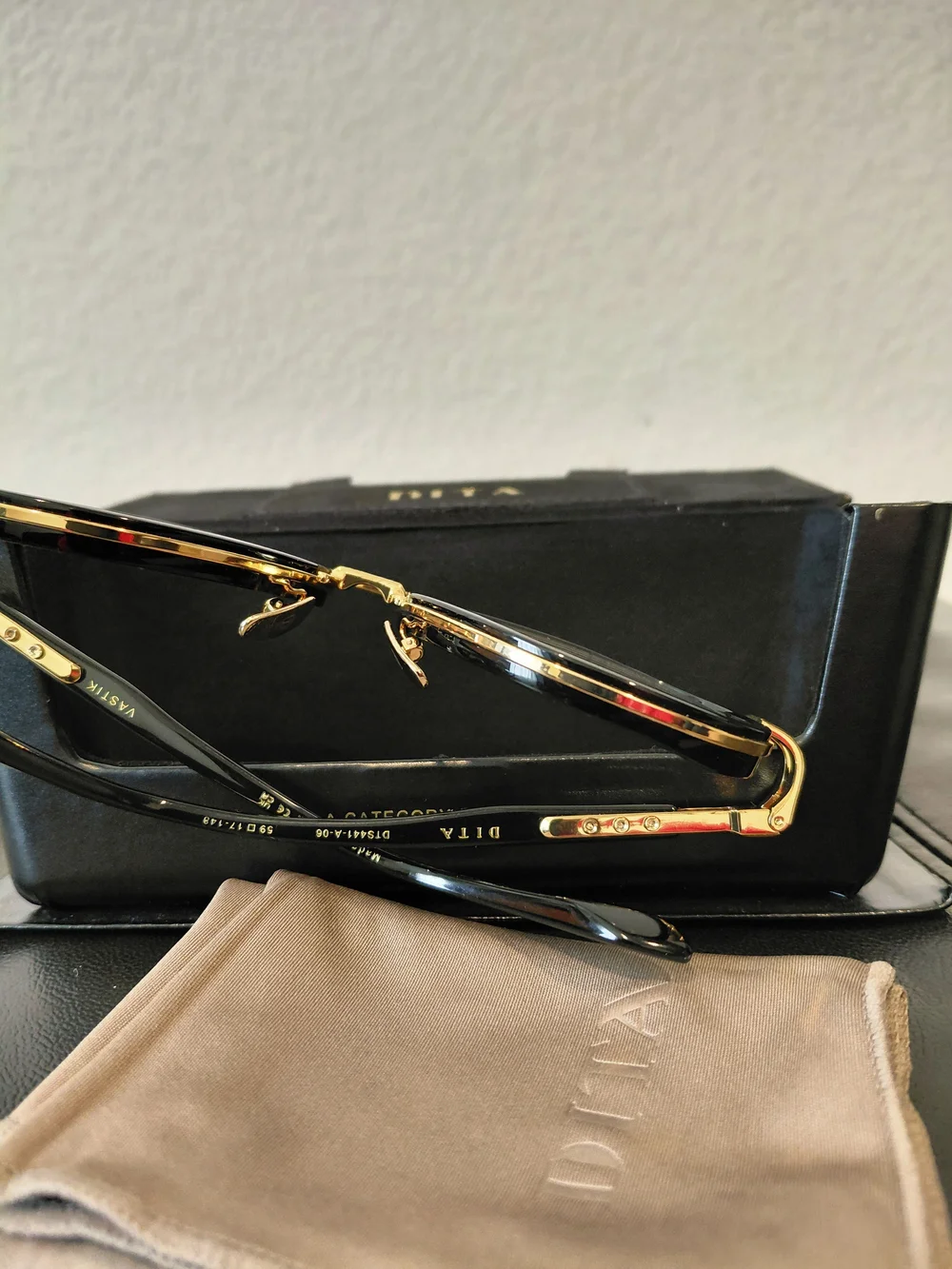 DITA DTS441 Vastik Beta-Titanium Framed Black/Gold Aviator Clear Lens Eyeglasses